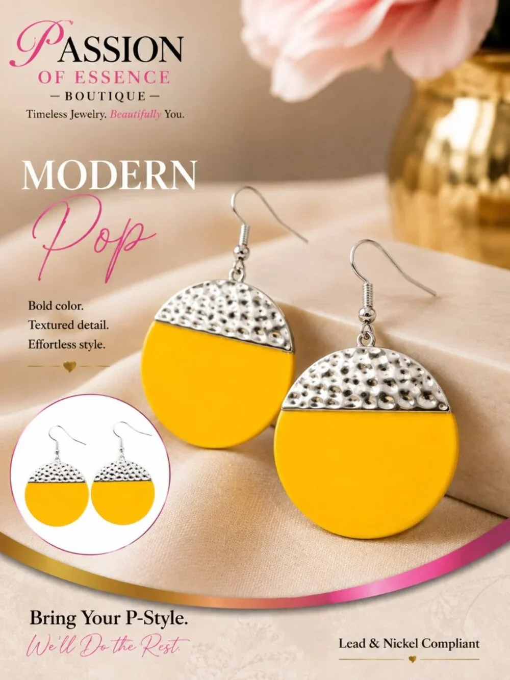 Sunshine Statement Silver-Tone Textured Drop Earrings